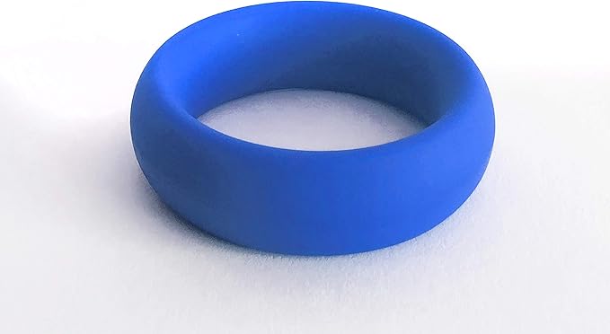 Blue flexible cock ring with a smooth, thick band designed for comfort and enhanced performance.