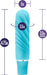 Blue compact vibrator with textured surface, measuring 4.75 inches long and 1 inch wide, with 3.5 inches insertable length.