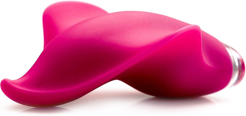 Magenta Clandestine Devices Mimic Plus vibrator with ergonomic curved design and smooth silicone finish on white background.