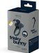 Packaging box of Frisky Bunny rechargeable vibrating ring with 5 vibration modes, featuring a sleek black design and bunny ears.