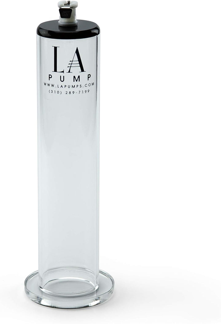 Clear LA Pump Regular 1.75 inch diameter glass cylinder with black top and vacuum valve for enhancement use