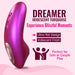 Iridescent berry Love To Love Dreamer with ultra-flat design, perfect for solo or couple play, shown on pink background.