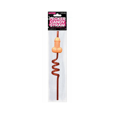 Strawberry-flavored candy swizzle straw with playful design, packaged for bachelorette parties and celebrations.