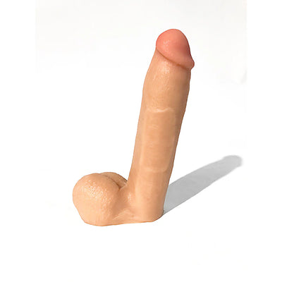 Realistic flesh-toned silicone adult toy with detailed texture and lifelike design on a white background.