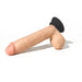 Realistic silicone adult toy with suction cup base in natural skin tone, designed for versatile use and comfort.