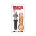 Rascal 7.5-inch realistic silicone dildo with interchangeable suction cup and textured rammer handle in clear packaging.