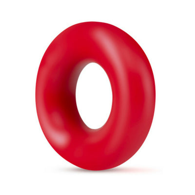 Red soft stretchy donut ring designed for enhanced performance and comfort, pack of two.