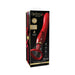 Red luxury silicone personal massager with 24K gold accents in black and gold packaging with travel bag included.