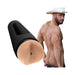 Man Squeeze Chad White Ultraskyn stroker with realistic vanilla-colored design and muscular man wearing cowboy hat.