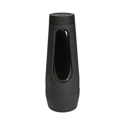 Black sleek cylindrical case for Main Squeeze Cory Chase Ultraskyn stroker adult toy.
