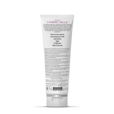 Back view of Wicked Simply Hybrid Jelle 4oz tube showing product details and usage instructions.