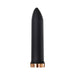 Sleek black bullet vibrator with rose gold base, smooth tapered design for versatile pleasure.