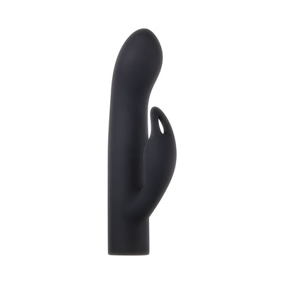 Black silicone dual-stimulation sleeve attachment for Evolved Four Play Kit with curved and textured design.