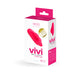 Pink Vivi rechargeable finger vibrator in branded packaging highlighting 10 vibration modes and USB charging.