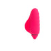 Pink silicone rechargeable finger vibrator with ergonomic ridged design and finger grip.