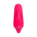 Pink rechargeable finger vibrator with smooth silicone finish and ergonomic grip slots.