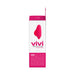 Packaging box of Vivi Rechargeable Finger Vibe in pink with product image and description on white background.