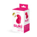 Packaging box of Suki Rechargeable Sonic Vibe in pink with product image and features highlighted.