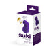 Packaging box of the Suki Rechargeable Sonic Vibe in purple with product image and key features displayed.