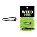 Mini enamel pin shaped like a rolled joint with red glitter tip on green and black Weed Pins backing card.