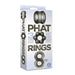 Packaging of The 9's Phat Rings Smoke 1 featuring three soft, thick, stretchy TPR cock rings in unique shapes.