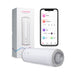 Lovense Max 2 male masturbator with neutral-shaped sleeve, packaging box, and smartphone showing control app interface.