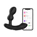 Black Lovense Edge 2 flexible prostate massager displayed next to smartphone showing app control interface