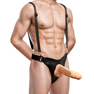 Master Series Magnum 9" Hollow Silicone Dildo W/ Harness
