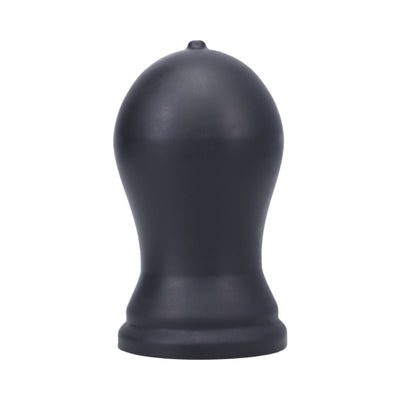 Black Tantus Tex plug with smooth, bulbous shape and flared base for safety and comfort.