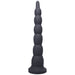 Black silicone progressive beaded adult toy with a flared base, designed for safe and comfortable use.