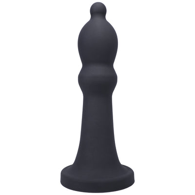 Large black silicone adult toy with bulbous shape and wide base, designed for advanced users.