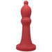 Large red silicone toy with bulbous shape and flared base designed for advanced users.