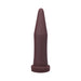 Firm oxblood silicone inner band trainer with tapered tip and flat base for gradual stretch and comfort.