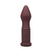 Tantus Fist Trainer in deep brown silicone with ribbed shaft and tapered tip, designed for advanced training.