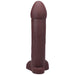 Tantus Hoss large realistic silicone dildo in rich brown with smooth texture and sturdy base.