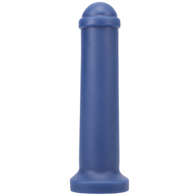 Tantus Amsterdam Junior Supersoft in carbide blue, smooth cylindrical shape with rounded top and flared base.