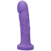 Midnight purple Goliath vibrator with realistic ridges and a flared base, standing upright on a white background.