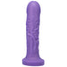 Midnight purple Goliath vibrator with realistic ridges and a flared base standing upright on white background.