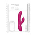 Pink triple-motor silicone rabbit vibrator shown with size comparison to soda can and lipstick, with measurement rulers.