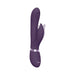 Purple rechargeable silicone rabbit vibrator with triple motors and control buttons on the handle.