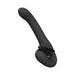 Black silicone strapless strap-on with curved design and textured stimulation area, featuring triple motors and ergonomic shape.