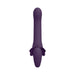 Purple silicone strapless strap-on with a smooth shaft and textured clitoral stimulator wings.