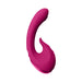 Sleek magenta silicone vibrator with curved design and dual stimulation features, designed for personalized pleasure.