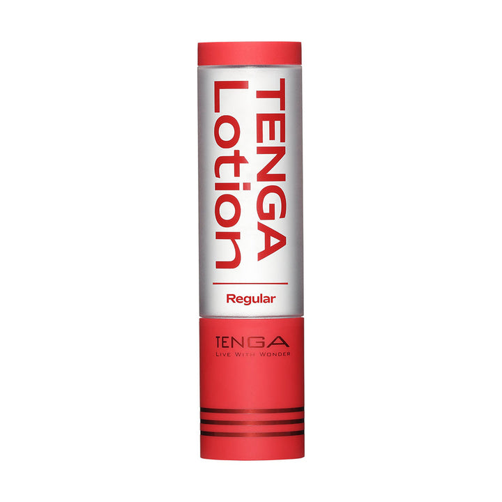 Tenga Hole Lotion Regular 5.75oz in a sleek red and silver bottle with bold vertical branding.