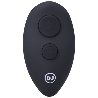 Black oval wireless remote control with two buttons for A-Play Expander anal plug by Doc Johnson