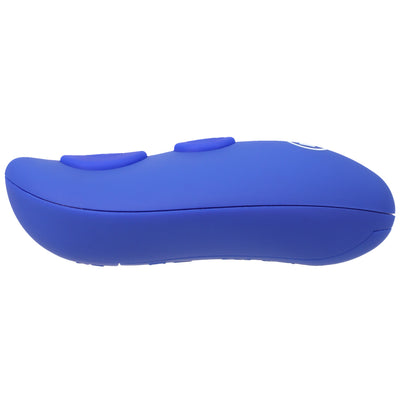 Blue silicone wireless remote control for A-Play Expander anal plug with two raised buttons.