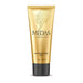 Gold tube of Midas water-based lubricant gel with black cap and geometric hand design on front.
