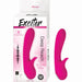 Pink Exciter Deep Reach G-Spot vibrator with ergonomic design and USB charging cable shown with packaging.