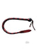 Hand braided red and black genuine leather devil tail whip with loop wrist strap, 36-inch length.