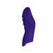 Dark purple ergonomic wearable finger vibrator with textured ridges and smooth silicone finish.